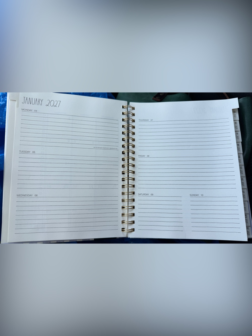 NEW Rae Dunn 2027 Planner Hardback Spiral 17 months Planner Gold Foil Bow Design - Picture 7 of 7
